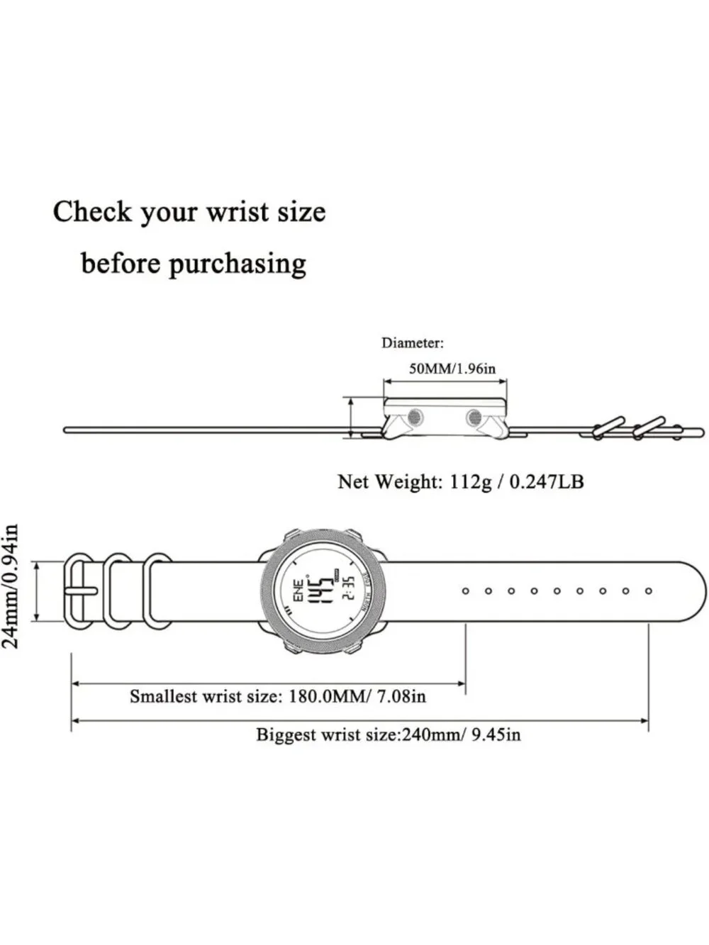 Outdoor Digital Watch for Men - Altimeter, Barometer, Compass, Pedometer, 50M